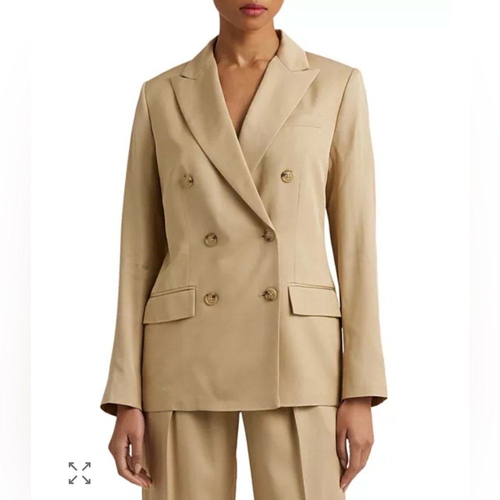 Lauren Ralph Lauren Double Peak Lapel Jacket in Tan Size 12. NWT